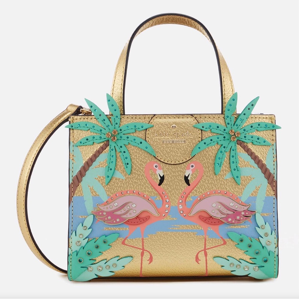 🌴🦩RARE BNWT Kate Spade New York by the Pool Flamingo Sam leather crossbody🦩🌴 - Picture 16 of 16